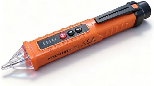 Voltage Tester, Non-Contact Voltage Detector, Electrical Tester, 3 Ranges AC 12V/48V/70V-1000V, Live/Null Wire Tester with Buzzer Alarm and Flashlight, Wire Breakpoint Finder - Orange