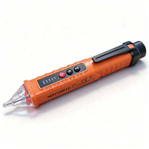 voltage tester non-contact voltage detector electrical tester 3 ranges ac 12v48v70v-1000v livenull wire tester with buzzer alarm and flashlight wire breakpoint finder - orange