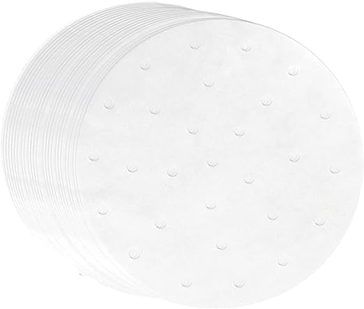 100Pcs Baking Parchment Paper 8 Inch Round Air Fryer Paper Non Stick Steamer Liner Sheet for Bamboo Steamer Oven Cake Baking Cooking