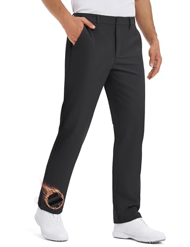Tacvasen Winter Work Pants For Men Fleece Lined Black Golf Dress Pants