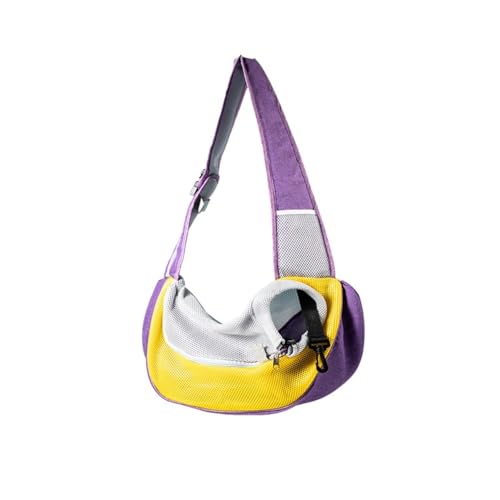 Effonek 猫用バッグ ポータブル 軽量 スタイリッシュ 通気性に 旅行用ペット小型犬用クロスボディバックパック (L,パープル)