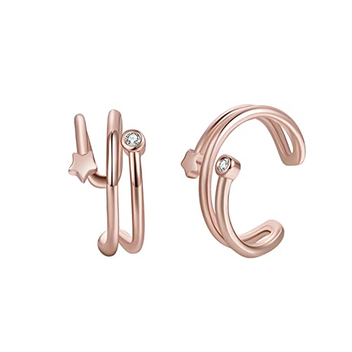 Moissanite ronde manchette d'oreille or jaune 14K cadeau idéal pour femme