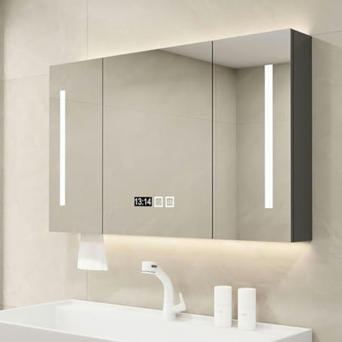 Botiquín de madera con espejo LED para baños pequeños sin espacio 2
