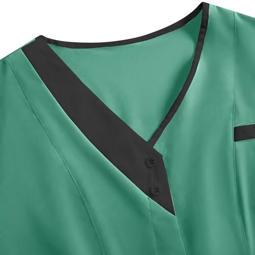 Image of 2026 Scrub for Cleaning Jobs Uniform, Multi Pockets Scrubs for Women Sets, V-Neck Top & Straight Leg Pants Scrubs Set