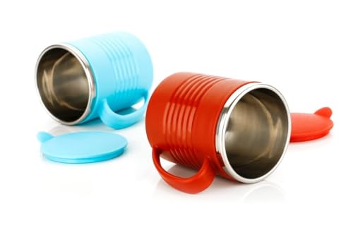 Image of Stylish Coffee Mug - Plastic Double Wall Insulated Stainless Steel Coffee & Tea Cup with lid & Handle for Office, Home & Restaurant, Ideal Tea Mug Gift for Friends, Kids & Adults(Multicolor)