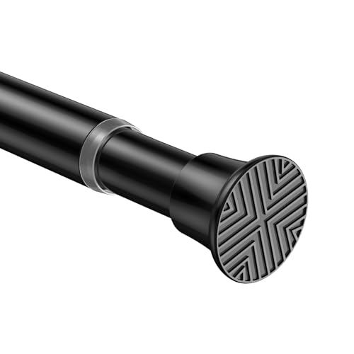 Tension Rod 24-48Inch Black Curtain Rods for Windows Spring Adjustable Curtain Rod no Drilling Tension Curtain Rods for Window,Doorway,Closets