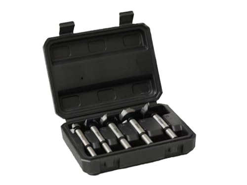 Boomway 5-Piece Forstner Drill Bit Set Professional Wood Drilling Kit with Storage Case Metric Sizes for Woodworking and Cabinet Making (5)