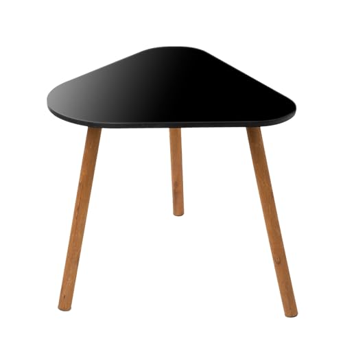 Spetebo Holz Beistelltisch dreieckig schwarz - 43 x 38 cm - Deko Couchtisch mit 3 Beinen - Sofatisch Kaffeetisch Blumenhocker Pflanzenständer eckig