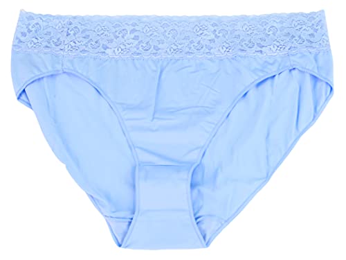 Hanes 3-Pack Tagless Microfiber Invisible Lace Bikinis Size 10 (White, Blue, Black) #TOP3
