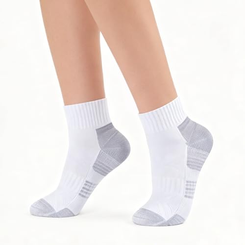 Image of YUEDGE Womens Quarter Athletic Socks, Anti Blister Running Socks, Terry Cushioned High Ankle Socks, OEKO Certified, 5 Pairs