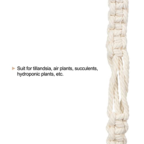 PATIKIL Macrame Hanging Planter, 43.3" Home Air Plant Holder Decorative Flower Pot Basket for Indoor Garden White - Image 4