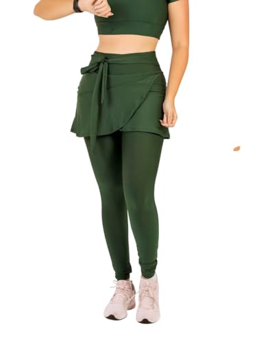 Calça Legging Feminina com Laço The Start - Cintura Alta e Bolso Lateral (BR, Alfa, M, Regular, Regular, Padrão, VERDE)