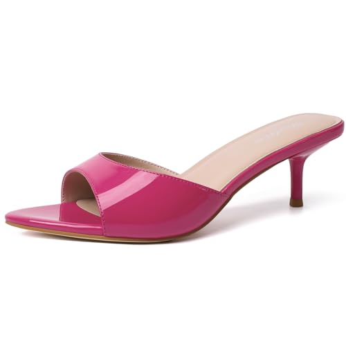 Image of Mostrin Kitten Heels for Women Pointed Toe Vintage Mules Heels Sexy Slip on Stiletto Backless Sandals for Party Wedding Daily