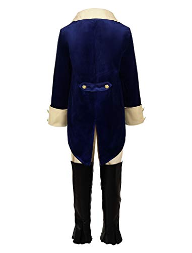 ReliBeauty Washington Costume Boys Hamliton American Colonial Uniform with Wig 160