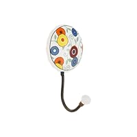 Infinity Decor Ceramic Wall Mounted Coat Hooks for Hanging Hat, Clothes, Scarf, Key, Bag in Colorful Vintage Look (Coat Hook 2101)