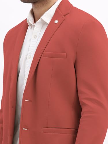 Image of SHOWOFFFF Men Solid Single Breasted Casual Blazer | Notched Lapel Full Sleeves Cotton Blazer for Mens | Slim Fit Regular Length Blazer for Men's