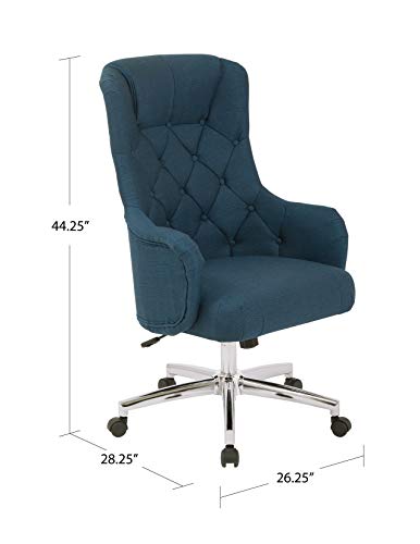 Osp Home Furnishings Ariel Tufted High Back Desk Chair With Wraparound Arms And Chrome Base, Klein Charcoal #TOP3