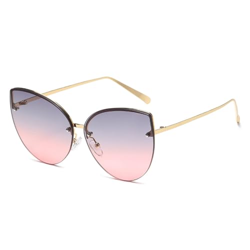 Lunettes de soleil sans monture œil de chat vintage et nuances dégradées UV400
