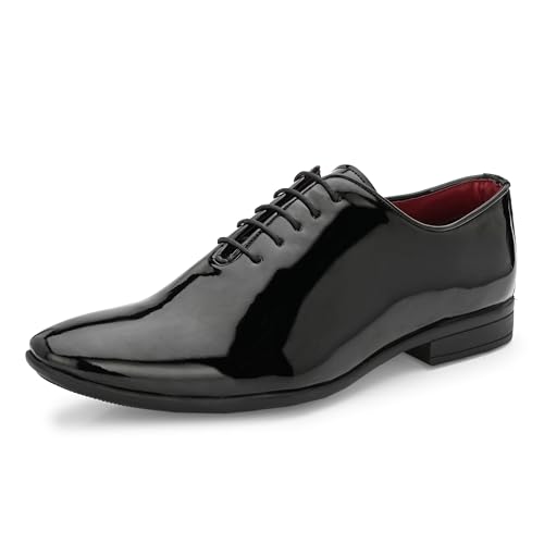 Image of Centrino Men's Glossy Formal Shoes |Lace-Up Design with Cushioned Insole for Comfort | Comfort, Style and Durability for Professional or Formal Wear |Craftsmanship for All-Day Elegance (9750)