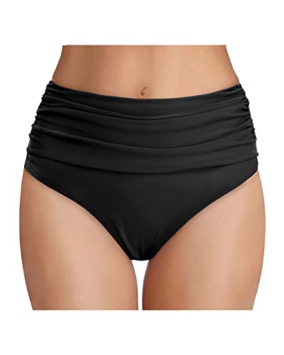 Tempt Me Women's Black High Waisted Bikini Bottom Tummy...