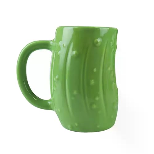 Tazón grande de cerámica en forma de pepinillo verde miniatura 1