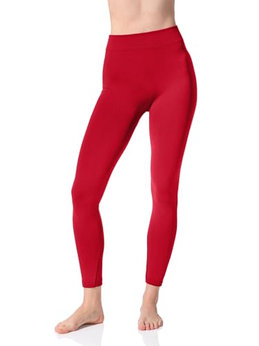 Yenita 2 piezas Thermo Leggings para mujer, interior con forro polar suave y cálido, negro + gris oscuro, rojo, 48-50