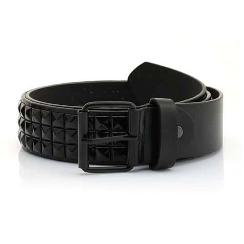 CRAFTMEMORE Studded Punk Belt – Pyramid Stud Faux Leather Belt in Black or Silver for All Genders 43