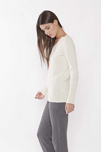 Image of JENNIE LIU Women's 100% Pure Cashmere Long Sleeve Ava V Neck Pullover Sweater