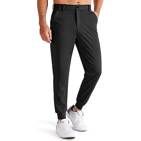 Libin Men's 4-Way Stretch Golf Joggers with Pockets, Slim Fit Work Dress Pants Athletic Casual Yoga Sweatpants for Men Baseball Pants, Black L Cover