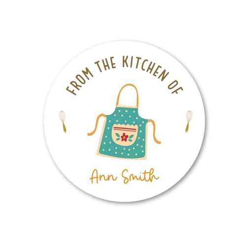 Emma Pink Studio From the Kitchen of Stickers, Personalized Baking Labels for Gift, Bakery Business Stickers, Homemade Party Favors (Apron, 2