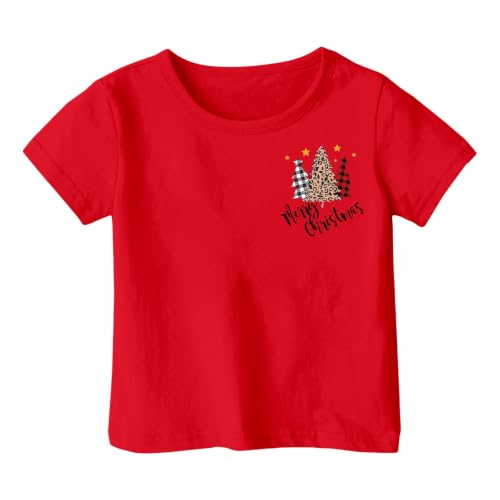 Girls Christmas Shirts Leopard Plaid Tree Print Shirt Holiday Tops Xmas Tee - image 3