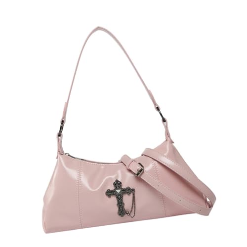 Sac à bandoulière gothique en cuir PU à grande capacité et clous décoratifs