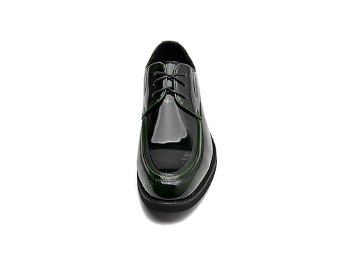 Image of Men's Patent Leather Oxford Dress Shoes, Classic Lace-up Derby, Wine Red,Blackish Green