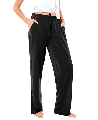 Image of Sexy Basics Women's Lounge Pants | Semi Sheer Soft & Flowy Long Bottoms | Drawstring & Pockets| Multi Packs & Colors