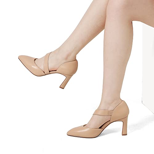 DREAM PAIRS Women's High Heels Comfortable Work Pumps,Nude-Pu,8.5 - image 6