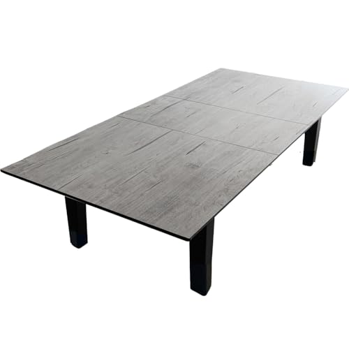 アルファタカバ フォーネ ローテーブル 座卓テーブル 伸縮式 140-180cm グレー モダンデザイン 和モダン 洋室兼用 4人用〜8人用 リビング食卓 木製脚 メラミン天板 抗菌 耐傷 大型 ロータイプ 大川産業 おしゃれ 座卓 【2梱包】