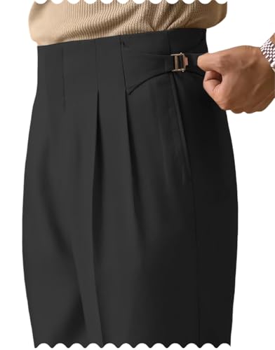 Ceehuteey Men's High Waisted Dress Pants Gurkha Naples Style Pleated Front Bussiness Trouser - Main Image
