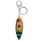 Summer Beach Favors Car Keychain, Acrylic Surfboard Coconut Tree Keychains, Personalized Beach...