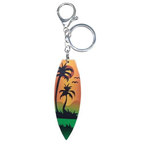 Summer Beach Favors Car Keychain, Acrylic Surfboard Coconut Tree Keychains, Personalized Beach...