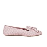 OAKUMSAS Women's Woven Loafers - Tassel Bows Detail Slip-On Flat Shoes, Soft Cushioned Insole for All-Day Comfort with Daily Casual Office Wear Pink