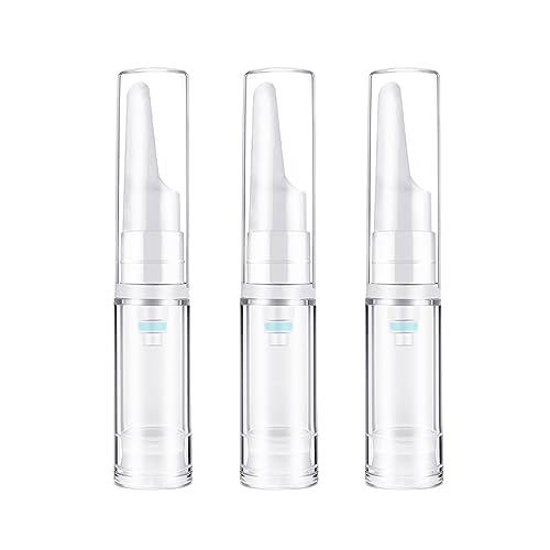 Desenda 3pcs Empty Travel Press Pump Bottles Small Face Serum Airless Pump Jars Lotion Eye Cream Container Vial Portable Essential Oils Refillable Toiletries Bottles (5ml)
