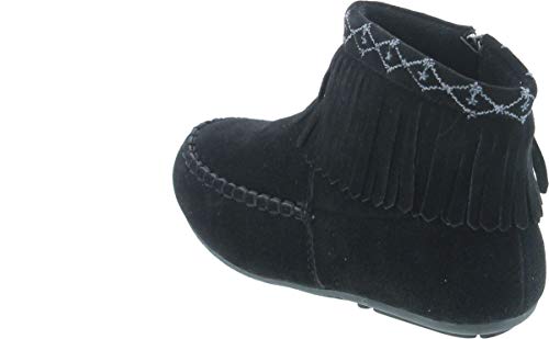 Denise-5 Girl's Kids Embroidered Fringe Mocassin Low Heel Ankle Booties3