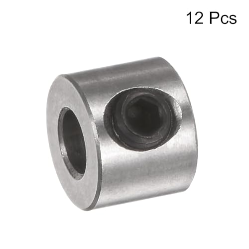 QUARKZMAN 12 Stück Satz-Scheibenkragen 4mm Bohrung Edelstahl Wellenkragen 9mm Außendurchmesser 7mm Breite Fahrwerksstopper Radkragen mit Innensechskantschlüssel
