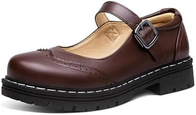 Mary Jane Gothic Oxford Shoes for Women - Flat Round Toe Ankle Tied Shoes for Work, Campus, and Casu...