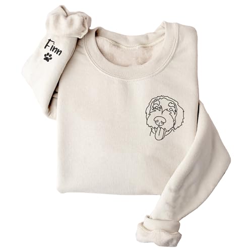 GODMERCH Customized Pet Embroidered Sweatshirt, Custom Dog Face Embroidered Sweatshirt, Dog Mom Sweater