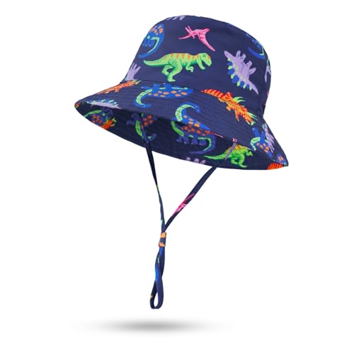 Baby Sun Hat 0-6 Years Toddler Boys Girls Adjustable Bucket Hats Kids Bucket Hats UPF 50+ Wide Brim Beach Swim Pool