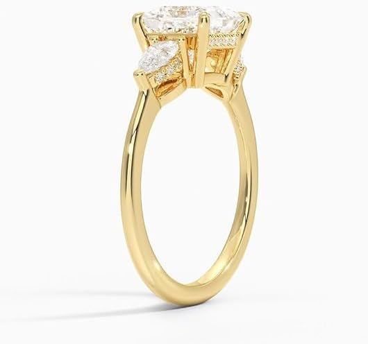1.5 CT Princess Cut Lab Grown Diamond Engagement Ring E–F Color VVS1-VVS2 10K 14K 18K Gold Solitaire 3 Stone Diamond Ring Christmas Gift for Women