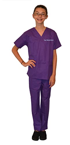 My Little Doc Custom Purple Kids Scrubs, Includes Embroidered Name Size 5 6