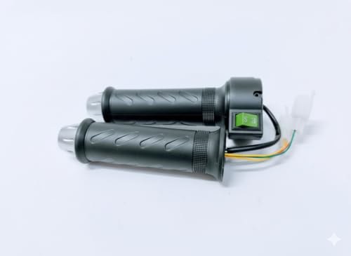 Image of Electric Scooter Handlebar Throttle Grip Set, Black Ergonomic Design with Power Switch, Wired Control System for Okinawa Praise Scooter