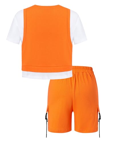 Image of SANGTREE 2Pcs Cotton Boys Clothes Short Sleeve T-Shirt and Shorts Teen Kids Summer Casual Outfit Boy Sets, 3-12 Years